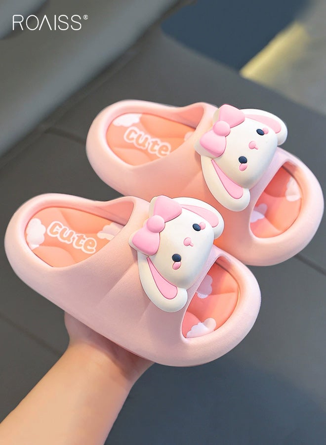 roaiss Summer Girls' Flip-Flops, Non-Slip Soft-Sole Cartoon Princess Slides for Kids, PVC Bathroom Slippers for Indoor Use, Injection-Molded One-Piece Durable Home Shoes, Ages 1-2, Pink - Image 1