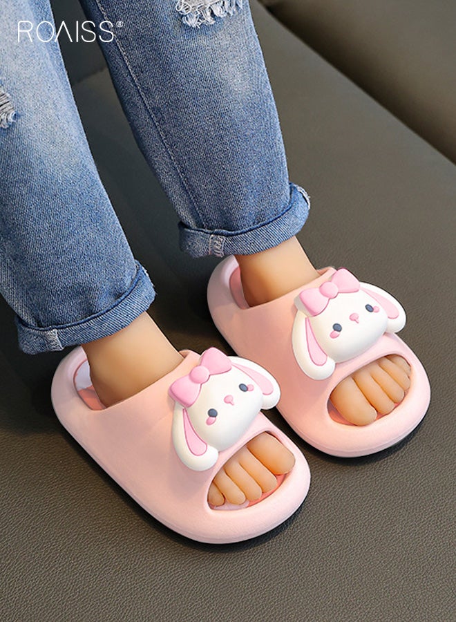 roaiss Summer Girls' Flip-Flops, Non-Slip Soft-Sole Cartoon Princess Slides for Kids, PVC Bathroom Slippers for Indoor Use, Injection-Molded One-Piece Durable Home Shoes, Ages 1-2, Pink - Image 2