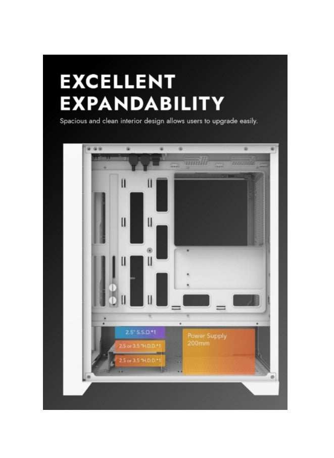 aigo - Darkflash DRX90 Magnetic Detachable Tempered Glass ATX/M-ATX/Mini-ITX Gaming PC Case with Pre-Installed 4 * 120mm ARGB Fans, Supports 360mm Radiators, USB 3.0, 7 PCI Slots Gaming Case - Image 1