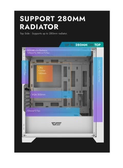 aigo Darkflash DRX90 Magnetic Detachable Tempered Glass ATX/M-ATX/Mini-ITX Gaming PC Case with Pre-Installed 4 * 120mm ARGB Fans, Supports 360mm Radiators, USB 3.0, 7 PCI Slots Gaming Case  - Image 5