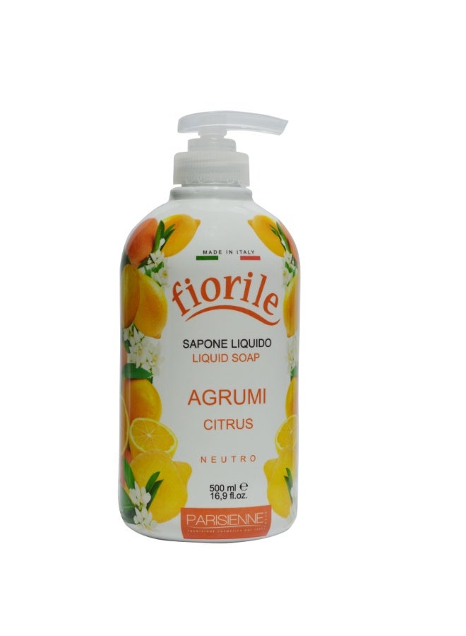 Fiorile Liquid Soap Citrus 500ML | Refreshing & Revitalizing Hand Wash with Citrus Extract | Germ Protection & Deep Cleansing | Moisturizing Formula - Image 2