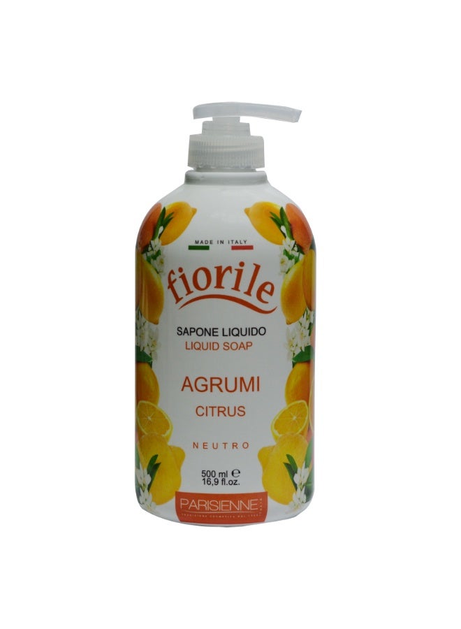Fiorile Liquid Soap Citrus 500ML | Refreshing & Revitalizing Hand Wash with Citrus Extract | Germ Protection & Deep Cleansing | Moisturizing Formula - Image 1