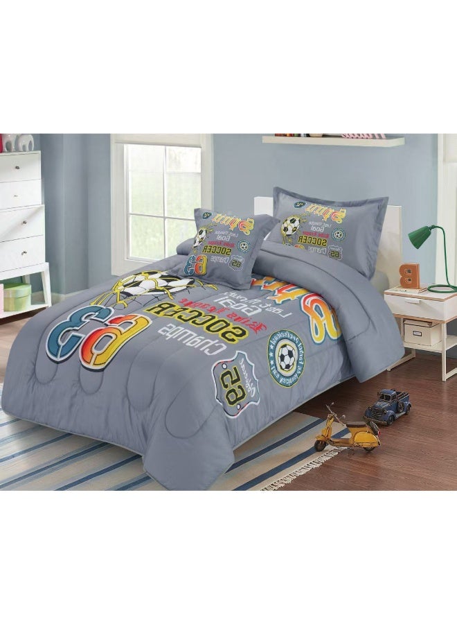 سمارت هوم مفرش سرير بتصميم عصري 4 قطع (مفرش بحشوة مقاس 170×230 سم + واقي مرتبة مقاس 120×200+30 سم + كيس مخدة + غطاء وسادة مربعة) – طقم مفارش سرير شبابية فاخرة لغرف النوم والطلاب والمراهقين - Image 5