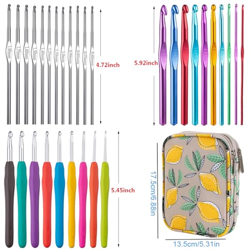 Weabetfu 102pcs Crochet Hooks Set Crochet Hook Kit with Case Ergonomic Crochet Needles for Arthritic Hands and Crochet Accessories Complete Crochet Set for Beginners & Experieced Crochet Lovers - Image 5