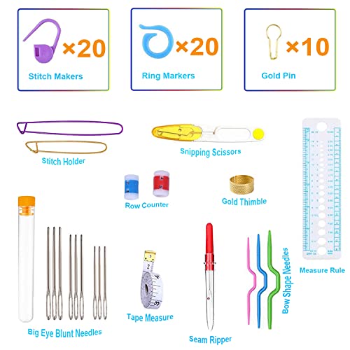Weabetfu 102pcs Crochet Hooks Set Crochet Hook Kit with Case Ergonomic Crochet Needles for Arthritic Hands and Crochet Accessories Complete Crochet Set for Beginners & Experieced Crochet Lovers - Image 4