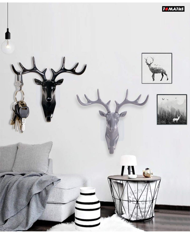 TOMATUS Store TOMATUS Acrylonitrile Butadiene Styrene Self Adhesive Decorative ey-s Sticky Holder Deer Head Hanging Wall Door Hook Hangers For Coats Bag (Black) - Image 5