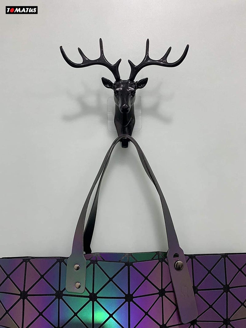 TOMATUS Store TOMATUS Acrylonitrile Butadiene Styrene Self Adhesive Decorative ey-s Sticky Holder Deer Head Hanging Wall Door Hook Hangers For Coats Bag (Black) - Image 3
