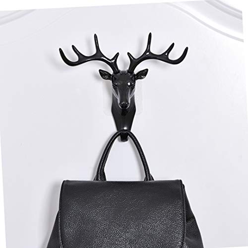 TOMATUS Store TOMATUS Acrylonitrile Butadiene Styrene Self Adhesive Decorative ey-s Sticky Holder Deer Head Hanging Wall Door Hook Hangers For Coats Bag (Black) - Image 1