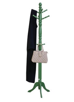 AFT Wood Coat Rack Freestanding, Entryway, Coat Stand with 9 Hooks & Stable Tri-Legged Base, Rubber Wood Coat Tree Hall Tree Coat Hanger for Home Office Hall Entryway, Used in The Bedroom Living Room Office to Hang Clothes, Hats, Bags (Green) Arfan  - Image 3
