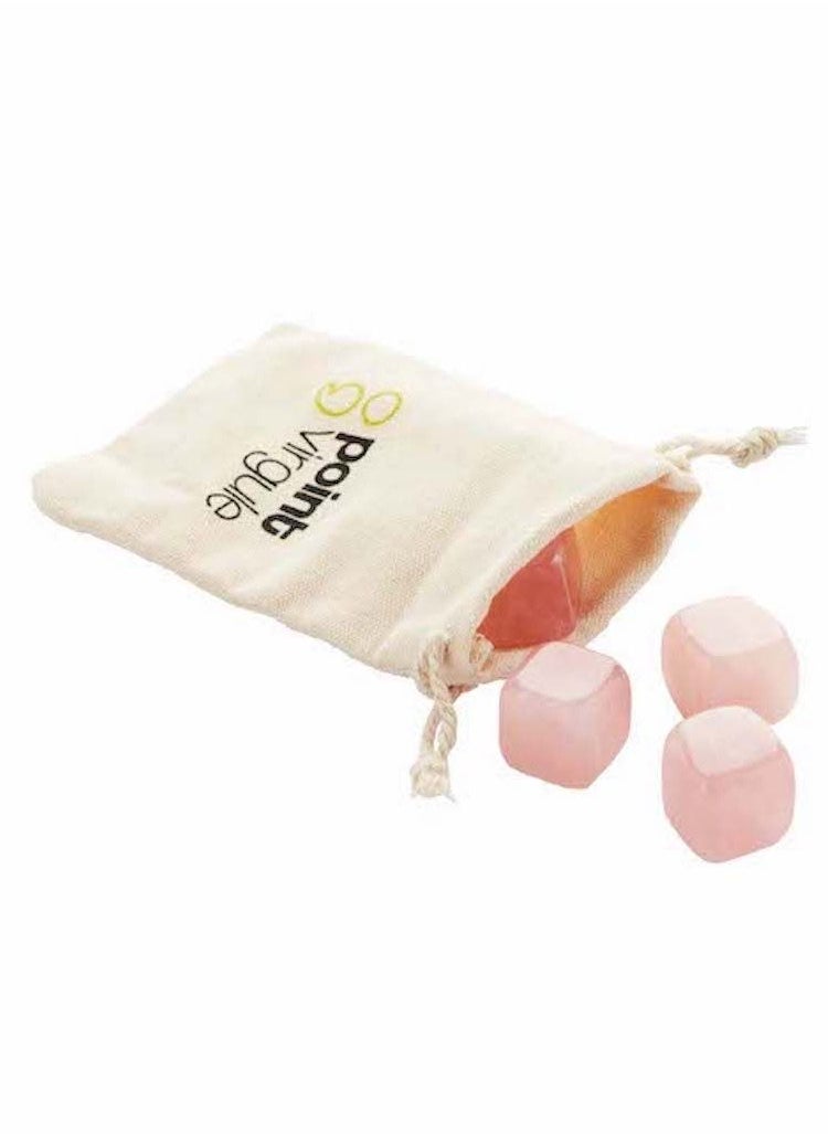 Point-Virgule Set of 4 Reusable Ice Cubes Pink With Satchel 