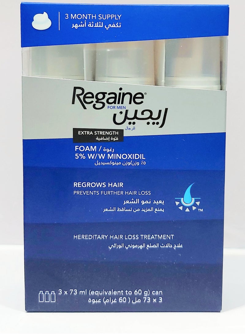 Regaine 3-Piece Minoxidil Hair Regrowth Treatment Foam Set 3x73ml  - Image 2