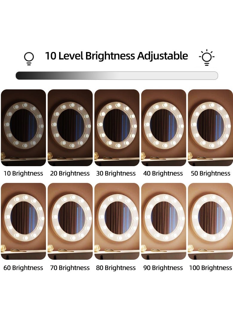 Alruht Vanity Lights for Mirror with USB Cable, 10 Bulbs Dimmable Stick On Mirror Lights, 3 Color Changing & 10 Brightness Levels for Dressing Table Room, Bathroom, Bedroom (Mirror Not Include)  - Image 3