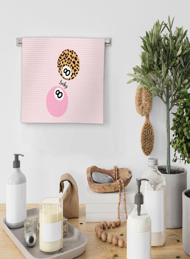 FIicy Pink Leopard Decor Hand Towels Set of 2 - Trendy Pink Preppy Leopard 8 Ball Kitchen Towels, Coquette Bow Cheetah Decor Hand Towel for Bathroom Kitchen, Preppy Coquette Bathroom Decor(16x24Inch) - Image 4