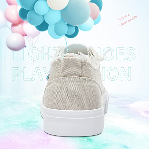 Obtaom Women's Play Fashion Sneaker Comfortable Canvas Slip on Shoes Washed Canvas Flats（Beige US9） - Image 4