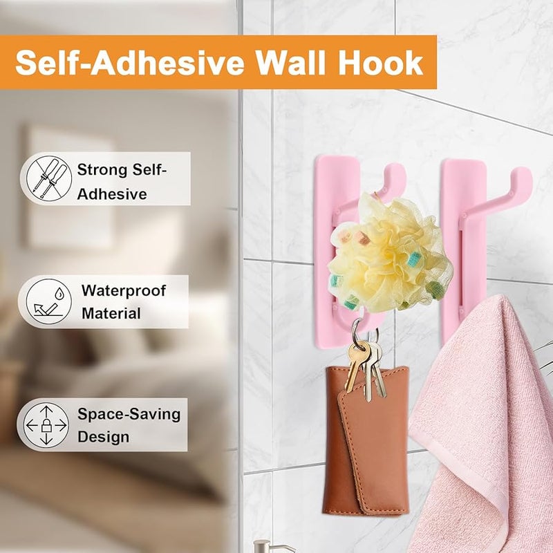 خطافات وردية قابلة للإزالة 10 قطع، خطاطيف لاصقة مقاومة للماء بدون تلف للجدران للمنزل والمطبخ والحمام والمكتب - Image 4