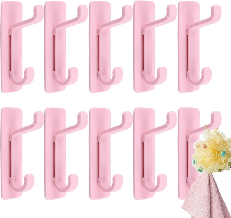 خطافات وردية قابلة للإزالة 10 قطع، خطاطيف لاصقة مقاومة للماء بدون تلف للجدران للمنزل والمطبخ والحمام والمكتب - Image 2