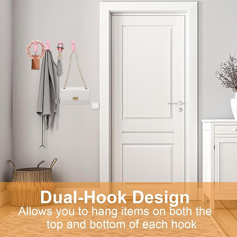 خطافات وردية قابلة للإزالة 10 قطع، خطاطيف لاصقة مقاومة للماء بدون تلف للجدران للمنزل والمطبخ والحمام والمكتب - Image 5