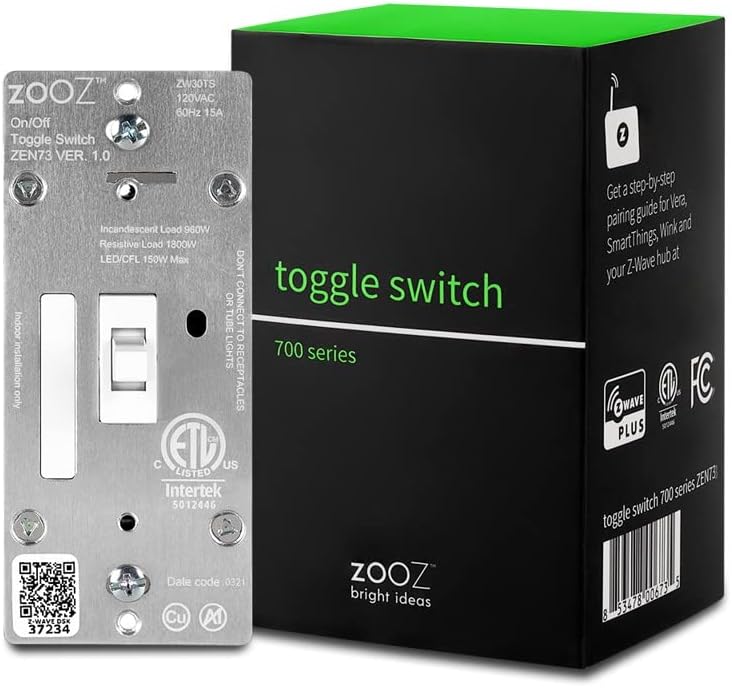 ZOOZ 700 Series Z-Wave Plus On/Off Toggle Switch ZEN73, White | Direct 3-Way (No Add-On Switch Needed) | Z-Wave Hub Required - Image 1