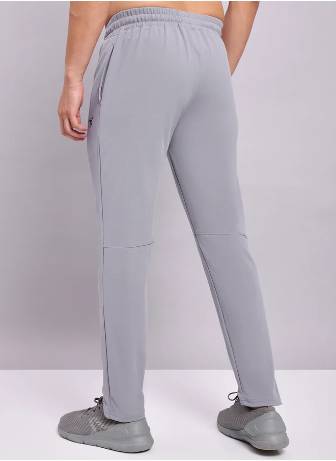 Technosport Men Grey Solid 4-Way Stretch Track Pants