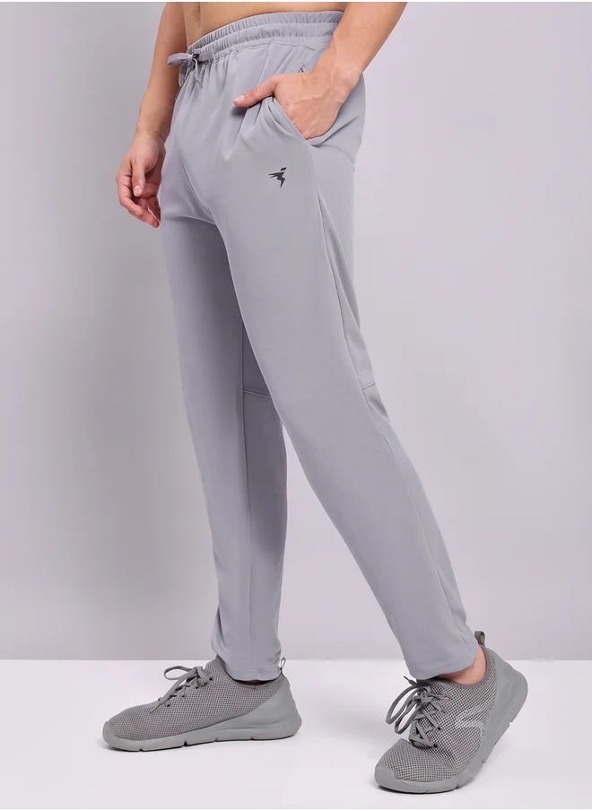 Technosport Men Grey Solid 4-Way Stretch Track Pants