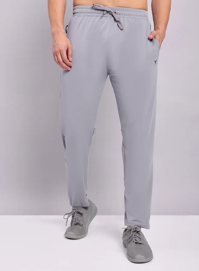 Technosport Men Grey Solid 4-Way Stretch Track Pants