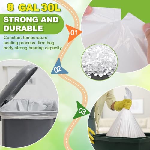 SWIHELP Medium Garbage Bags 8 Gallon /30 Liter Trash Bags Wastebasket Bin Liners Plastic Trash Bags for Bathroom Bedroom Office Trash Can 220 Count - Image 4