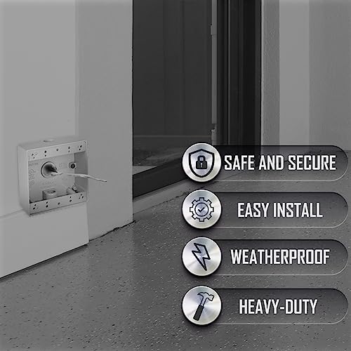 TayMac 4.5 x 4.5 Inch 2-Gang White 2-in. Deep Weatherproof Junction Box with Three .5-inch Threaded Holes DB350WH, Outdoor Electrical Box for Outdoor Outlets or Branch Circuit Wiring - Image 4