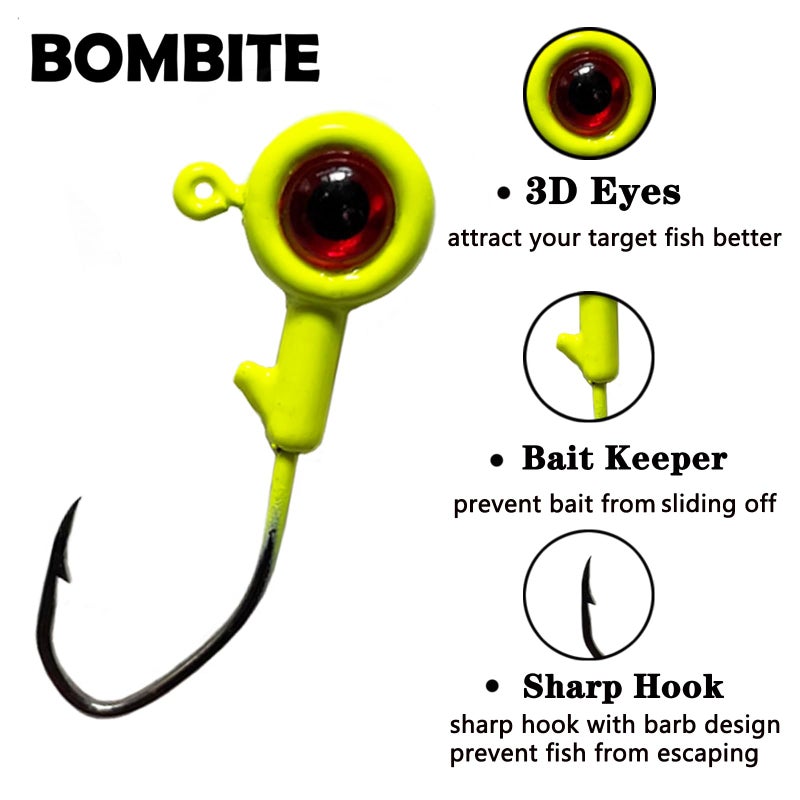 Bombite Crappie Jig Heads, 40pack Crappie Jigs Fishing Jig Heads Hook Lure Fishing Jigs Heads for Bass Fishing 1/16oz - Image 2