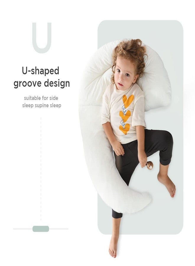 Choc chick Curve Long Toddler Kids Body Pillow for Sleeping,34x27 inches Moon Shape Soft Child Hug Sleep Pillow, 100% Organic Cotton Pillowcase, Washable Breathable Crib Toddler Pillows - Image 3