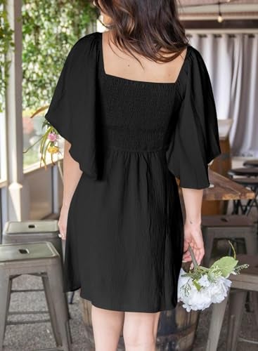 Dokotoo Cocktail Fall Dress Dresses Plus Size Wedding Guest Summer Black Dresses 2025 Fashion Women's Clothing Casual V Neck Ruffle Short Sleeve Womens Dresses Holiday Party Tank Dress Mini - Image 4