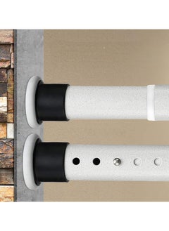 YQbest Tension Shower Curtain Rod 110-160cm beige Adjustable Tension Spring Curtain Rod No drilling Stainless Steel Easy installation Non-Rust clothes rail in wardrobe Kitchen  - Image 1