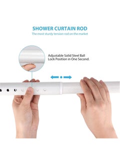 YQbest Tension Shower Curtain Rod 110-160cm beige Adjustable Tension Spring Curtain Rod No drilling Stainless Steel Easy installation Non-Rust clothes rail in wardrobe Kitchen  - Image 3