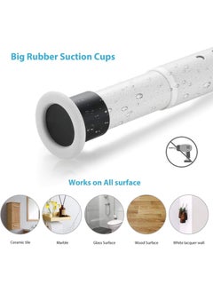 YQbest Tension Shower Curtain Rod 110-160cm beige Adjustable Tension Spring Curtain Rod No drilling Stainless Steel Easy installation Non-Rust clothes rail in wardrobe Kitchen  - Image 4