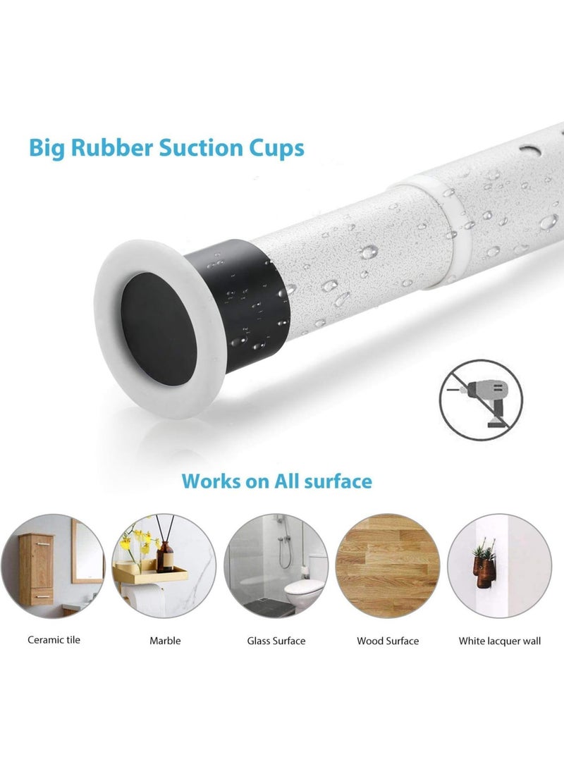YQbest Tension Shower Curtain Rod 110-160cm beige Adjustable Tension Spring Curtain Rod No drilling Stainless Steel Easy installation Non-Rust clothes rail in wardrobe Kitchen - Image 4