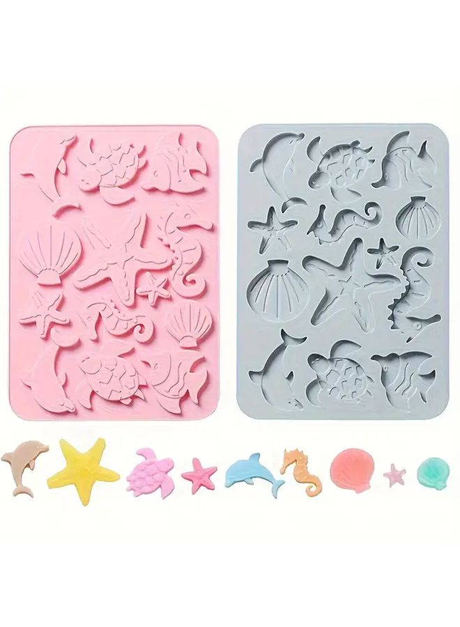 1pc Ocean Life Seahorse Shell Chocolate Silicone Mold Pink Blue Sea Creatures Design Food Grade Baking Mold For Cookies Cakes And Candies Perfect For DIY Baking Enthusiasts Baking Accessories - Image 4