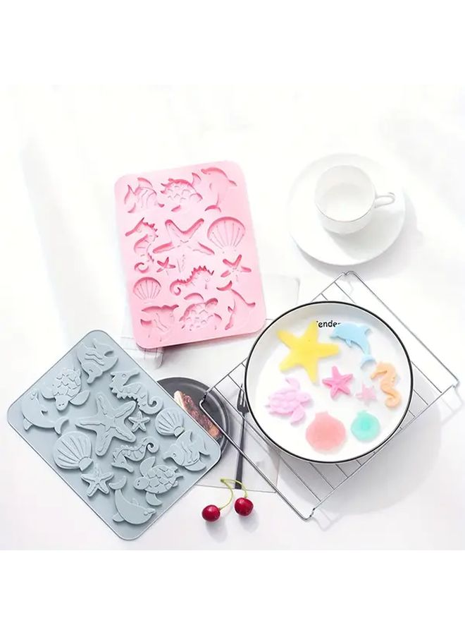 1pc Ocean Life Seahorse Shell Chocolate Silicone Mold Pink Blue Sea Creatures Design Food Grade Baking Mold For Cookies Cakes And Candies Perfect For DIY Baking Enthusiasts Baking Accessories - Image 2