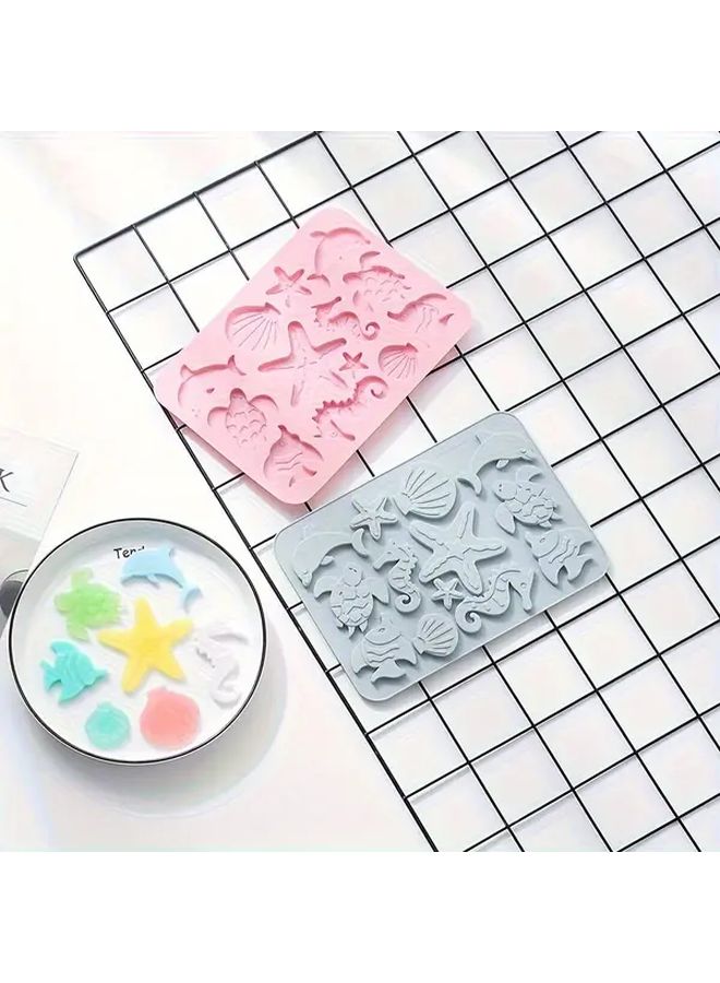 1pc Ocean Life Seahorse Shell Chocolate Silicone Mold Pink Blue Sea Creatures Design Food Grade Baking Mold For Cookies Cakes And Candies Perfect For DIY Baking Enthusiasts Baking Accessories - Image 1