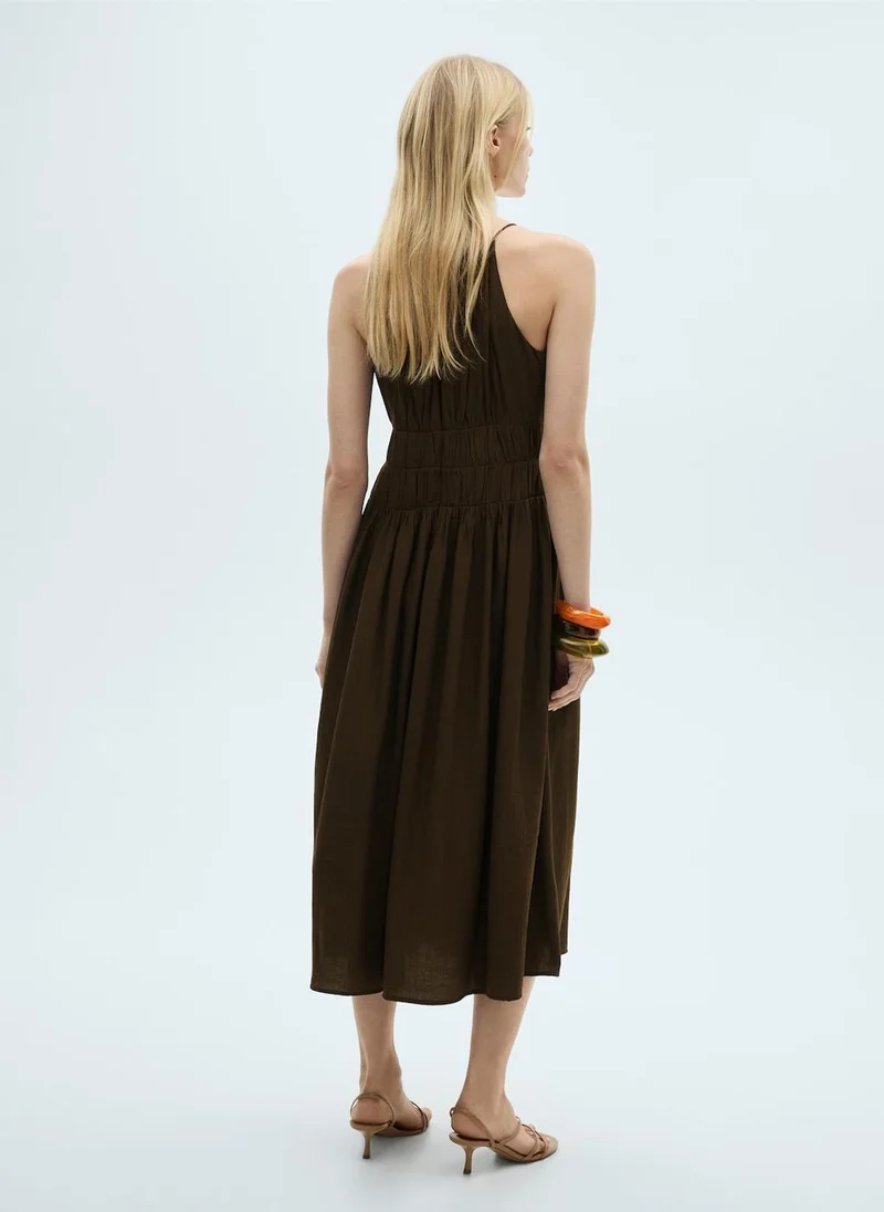 مانجو Gathered Waist Midi Dress