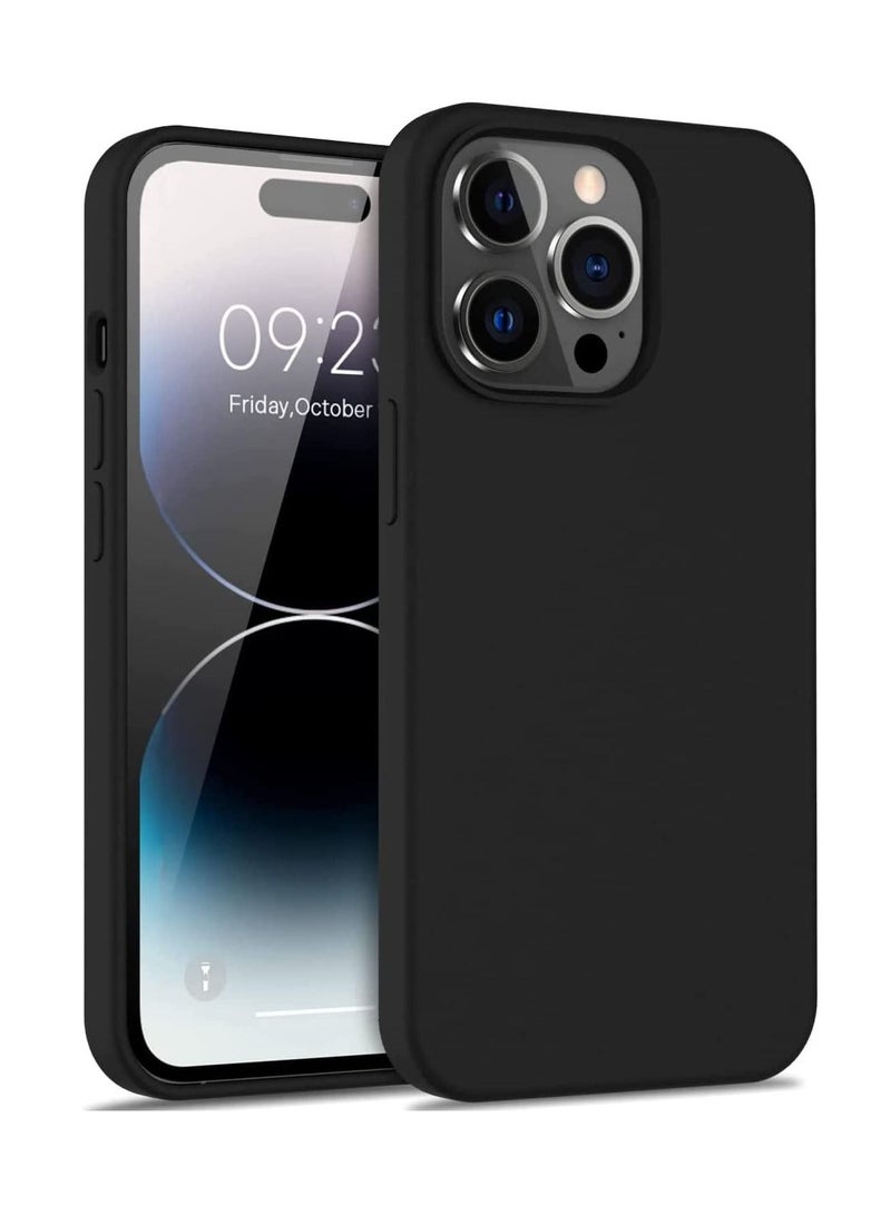 DUSALA Soft Liquid Silicon iPhone 14 Pro Case 6.1 Inch Slim-Soft, Stylish Shockproof Protective with Microfiber Lining Case Cover-Black - Image 1