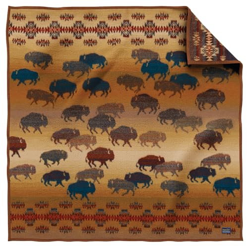 Pendleton بندلتون جاكارد صوف رمي، كبير 64" × 64"، قماش قطن صوفي ناعم ودافئ، بطانية رمي عكسية لجميع الفصول للأريكة والسرير وديكور المنزل، تنظيف جاف، صنع في الولايات المتحدة - برياري راش أور رستيك - Image 1