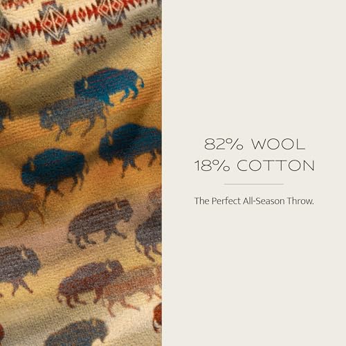 Pendleton بندلتون جاكارد صوف رمي، كبير 64" × 64"، قماش قطن صوفي ناعم ودافئ، بطانية رمي عكسية لجميع الفصول للأريكة والسرير وديكور المنزل، تنظيف جاف، صنع في الولايات المتحدة - برياري راش أور رستيك - Image 3