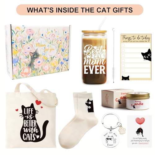 LUICONMO Cat Mom Gifts, Cat Lover Gifts For Women, Mothers Day Gift For Mom Cute Cats Themed Gift For Crazy Cat's Lady, Women, Daughters with 16oz Glass cup - Image 2