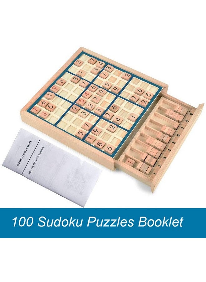 BOHS Wooden Sudoku Board Game With Drawer - With Book Of 100 Sudoku Puzzles For Adults - Brain Teaser Desktop Toys - Image 4