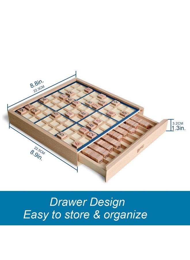 BOHS Wooden Sudoku Board Game With Drawer - With Book Of 100 Sudoku Puzzles For Adults - Brain Teaser Desktop Toys - Image 5
