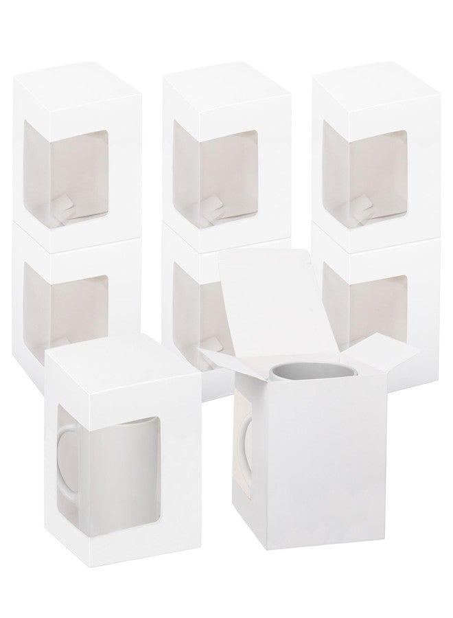 Klmnop 24 Pack Mug Boxes for Gifts, Coffee Mugs Gift Boxes for Blanks 11oz, 12oz, 15oz Mugs Gift Wrapping, Transparent Boxes for Sublimation Mugs Ceramic Coffee Cups(White) - Image 1