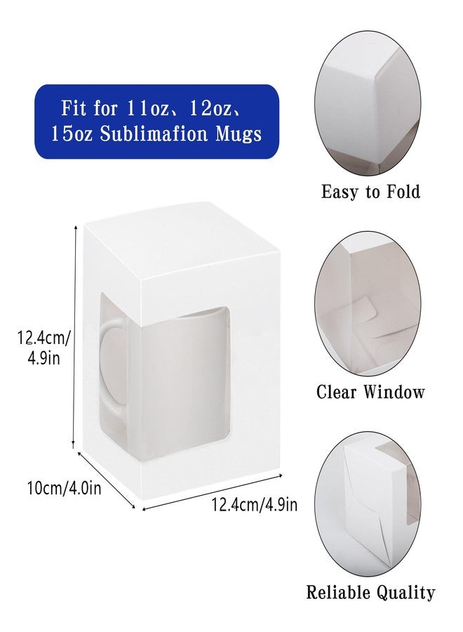 Klmnop 24 Pack Mug Boxes for Gifts, Coffee Mugs Gift Boxes for Blanks 11oz, 12oz, 15oz Mugs Gift Wrapping, Transparent Boxes for Sublimation Mugs Ceramic Coffee Cups(White) - Image 2
