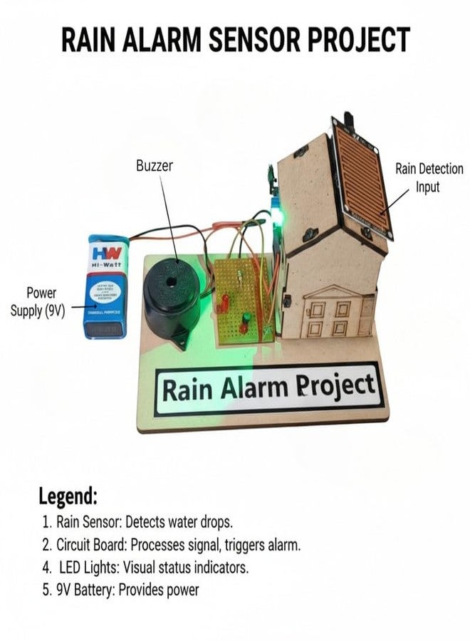 ESPtronics Rain Alarm with Buzzer Electronic Science Project Kit Working Model for Class 12 Physics STEM Educational DIY Experiment for School Kids and Student. - Image 3