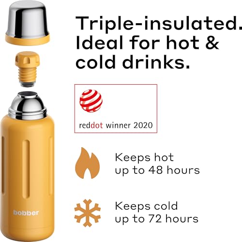 Bobber - 34 oz Vacuum Insulated Stainless Steel Water Bottle with Cup Lid - Dishwasher Safe - Keeps Drinks Hot for 48 Hours and Cold for 72 Hours - Triple Walled Thermo Flask (Ginger Tonic) - Image 2