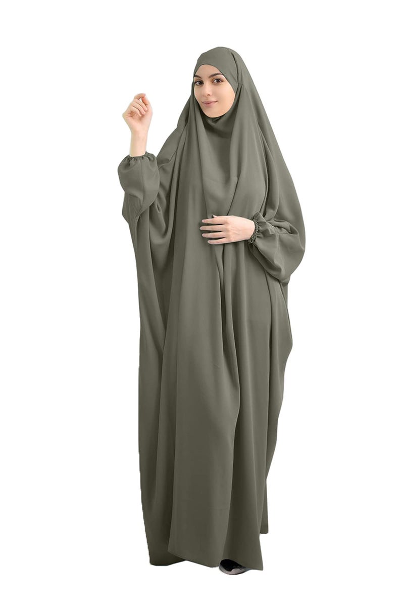 XINNI Women Muslim One-piece Loose Full Cover Long Dress One-size Overall Hijab Thobe Hooded Dress - Image 4