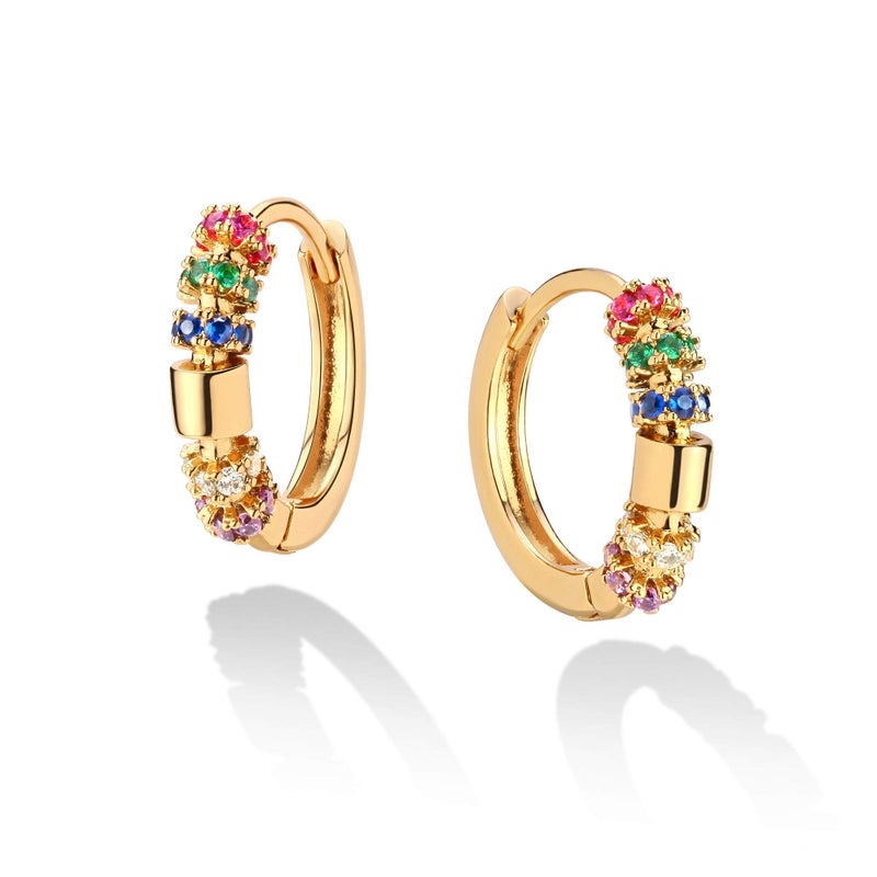 VACRONA Cubic Zirconia Huggie Earrings 14k Gold Plated Tiny Earrings Small Huggie Hoop Earrings Simple Lightweight Hoops Gift for Women - Image 1